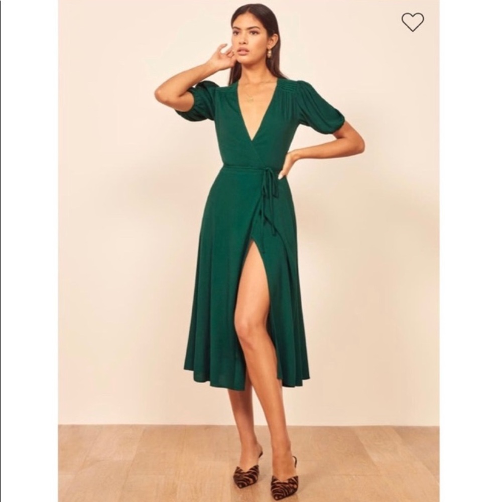 NWT - Reformation- Augustina dress, Sz 2P - Emerald